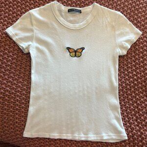 Brandy Melville White Butterfly T-shirt